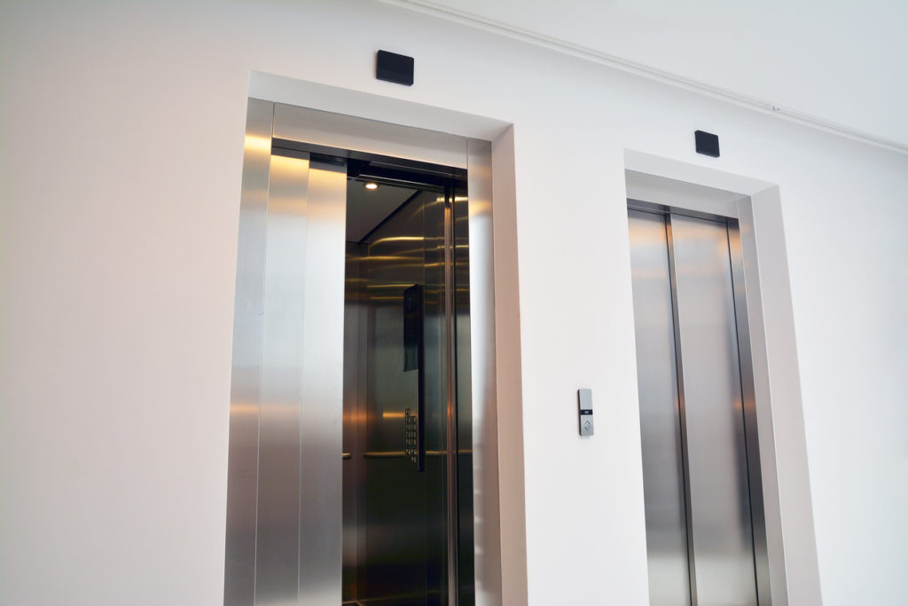 two modern elevator doors